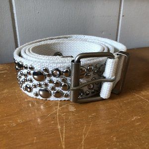 Women's Belt Studded Web Canvas White